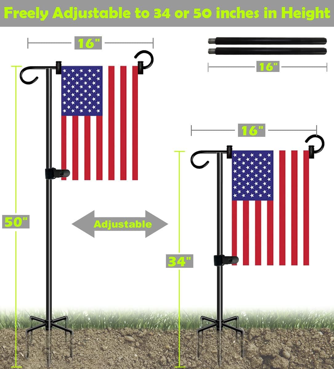 50-inch Outdoor Garden Flag Stand, Extra Tall Yard Flag Holder for Outside 12x18 Home Patio Decor, 1-Pack