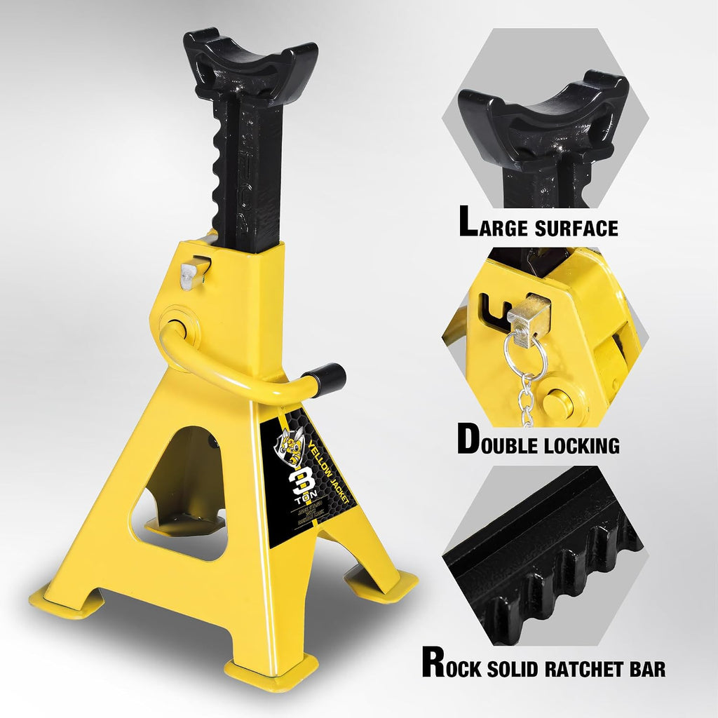 Car Jack Stands 3 Ton with Double Locking and Large Foot Base for Lifting SUVS, Heavy Duty Steel, 6600 lb Capacity, 1