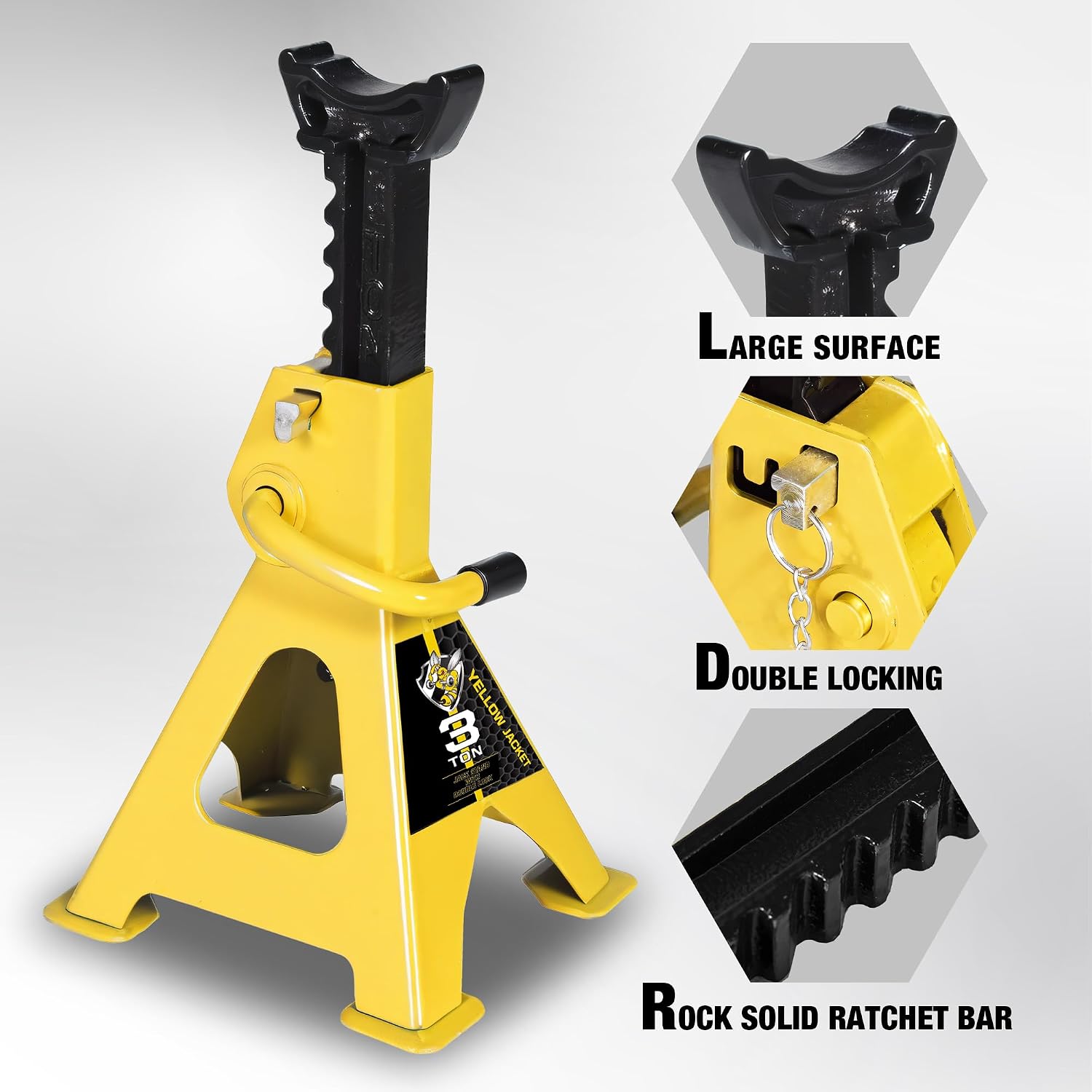 Car Jack Stands 3 Ton with Double Locking and Large Foot Base for Lifting SUVS, Heavy Duty Steel, 6600 lb Capacity, 1