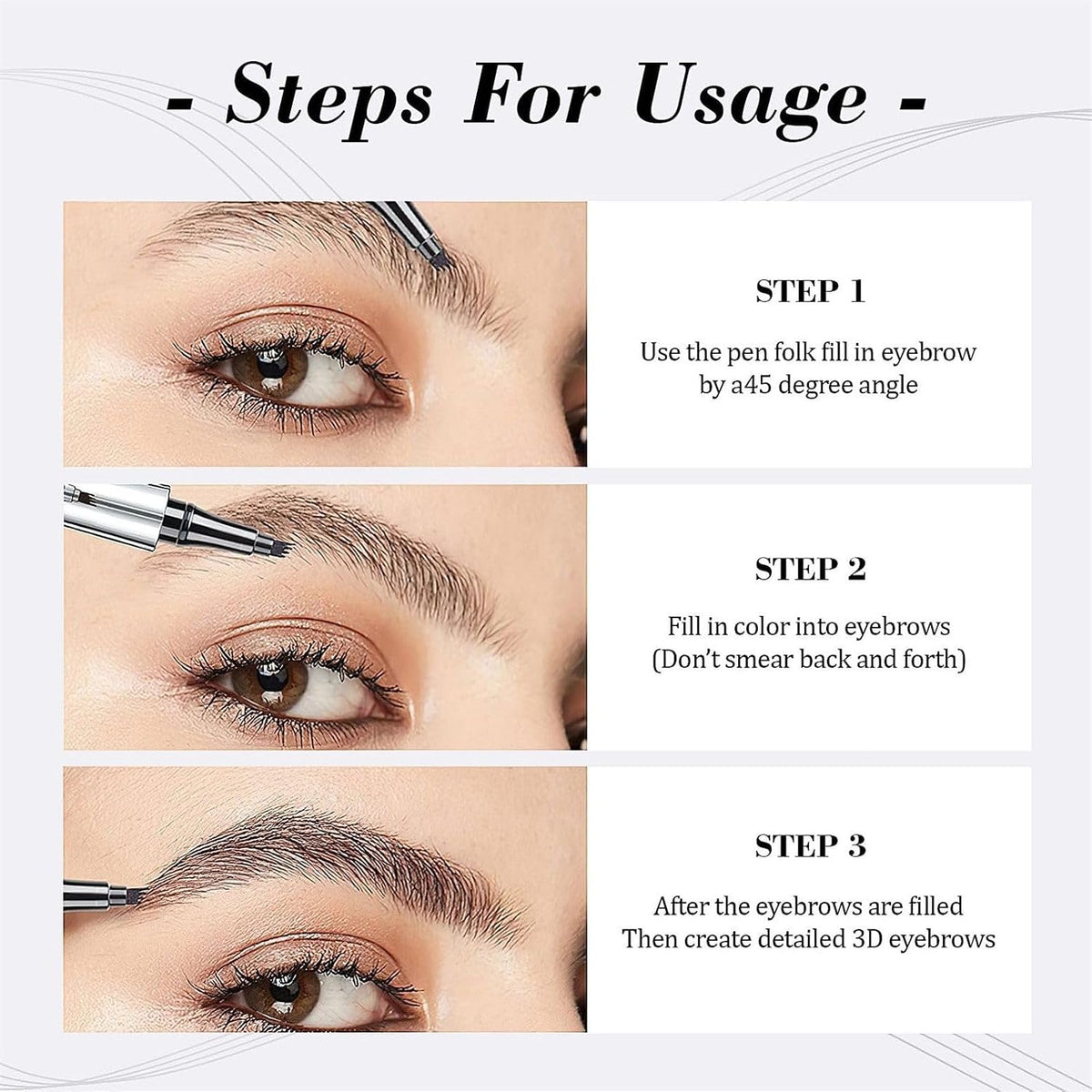 Microblading Eyebrow Pen, Eyebrow Pencil with 4-Fork-Tip (Light Brown)