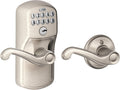 Electronic Keypad Lock, Lever Handle, Camelot Trim, Satin Nickel | Keypad door lock with handle, Keyless entry, Push