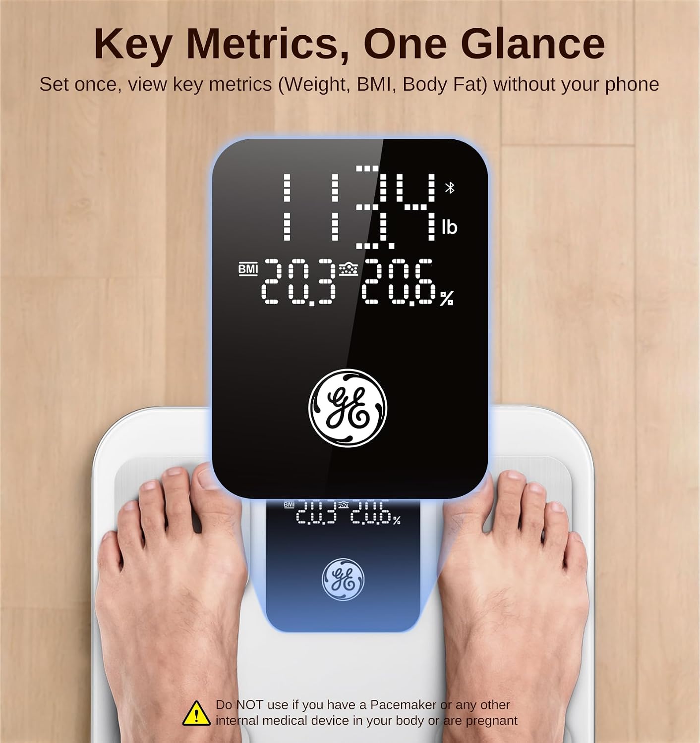 Smart Scale for Body Weight, Body Fat, BMI, 3-in-1 LED Dislpay, 11-inch | 14 Body Composition Analyzer Digital
