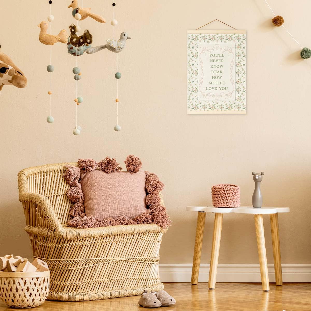 Pink Vintage Wildflower Nursery Decor Banner For Girls, Baby Girl Room Decor, Toddler Girl Room Decor, Playroom