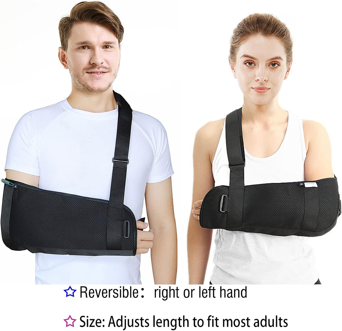 Arm Sling Shoulder immobilizer for Shoulder Injury with Back Belt Men & Women Shoulder Immobilizer Left and Right Arm