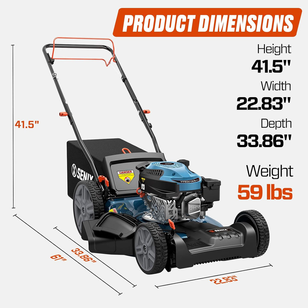 21'' Self Propelled Gas Lawn Mower 170 cc 3-in-1, 6-Position Cutting