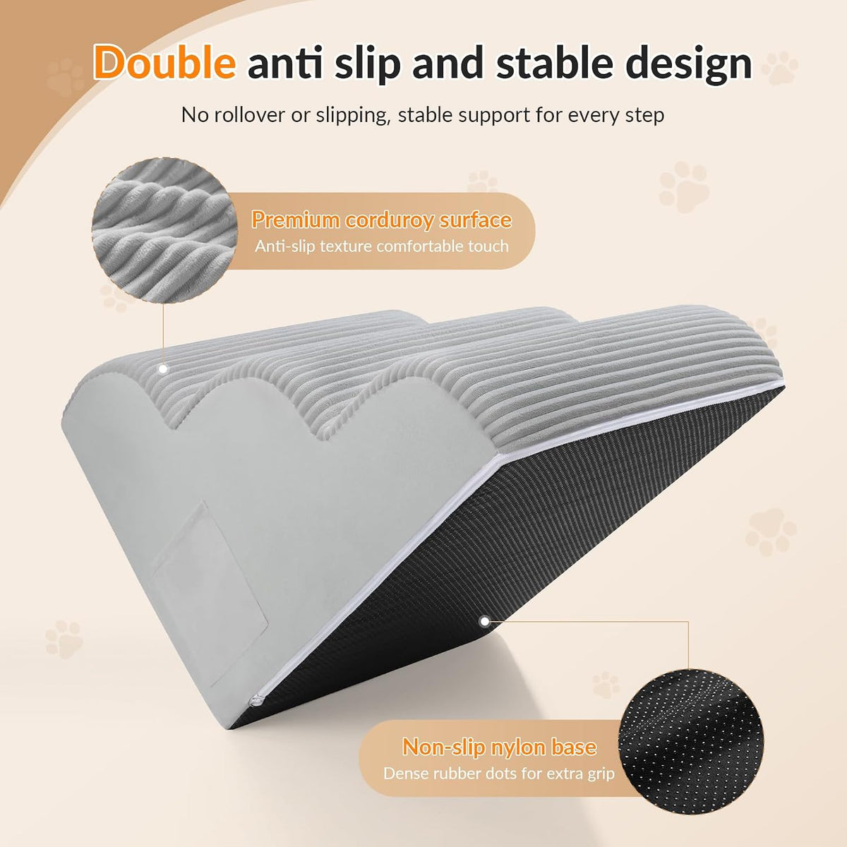 Dog Stairs for Couch and Chair,15.7" H 3-Step Pet Steps for Small Dogs and Cats, Non-Slip Sturdy Dog Ramp with
