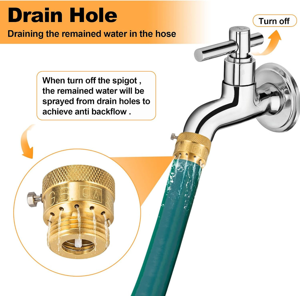 2-Pack Brass Vacuum Breaker Set 3/4" Anti-Siphon Hose Bib Valve for Garden Spigot RV Hose Connection Backflow