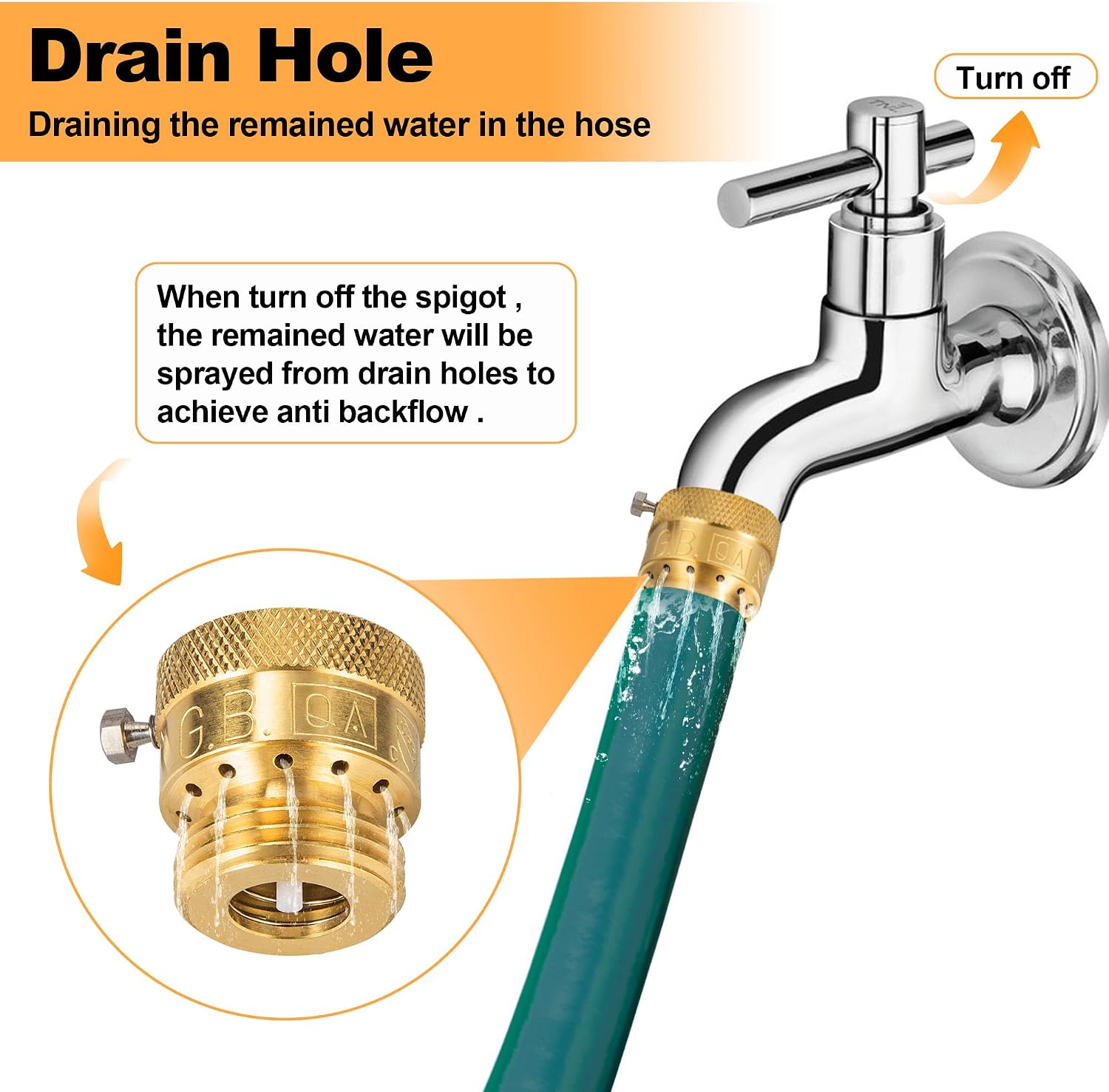 2-Pack Brass Vacuum Breaker Set 3/4" Anti-Siphon Hose Bib Valve for Garden Spigot RV Hose Connection Backflow