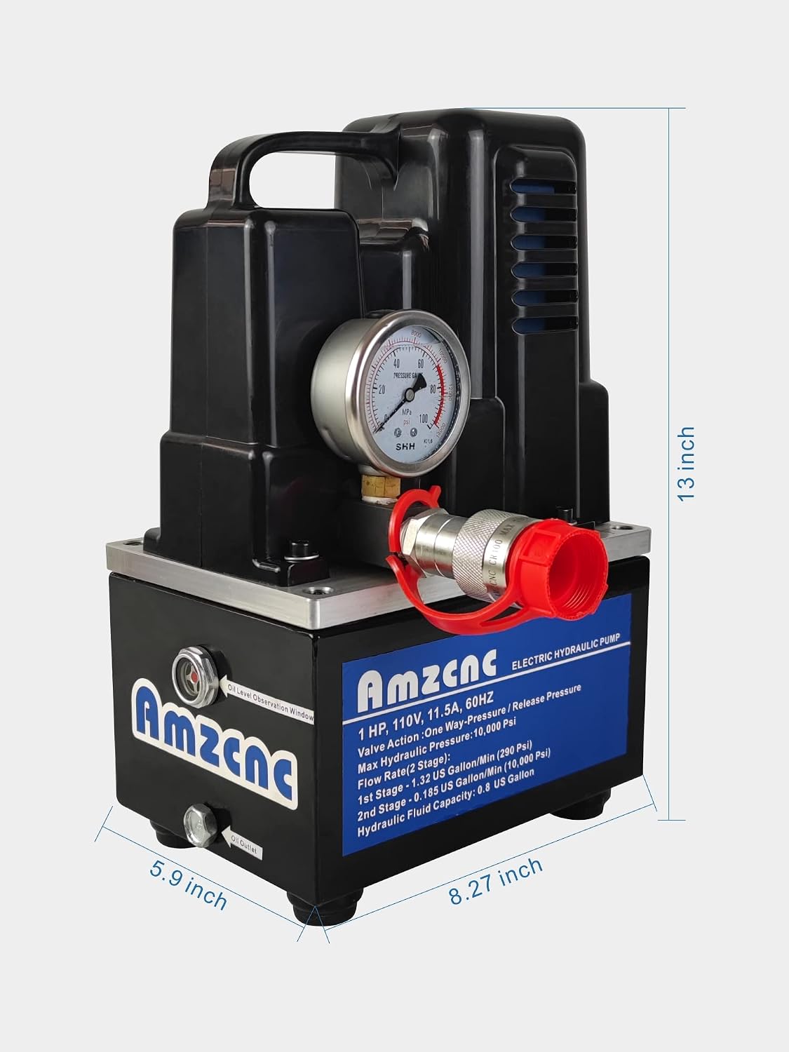 AMZCNC 110V/120V 10K PSI Electric Hydraulic Pump, Single Acting