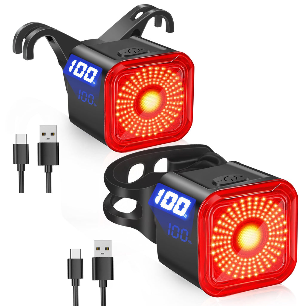 Bike Tail Light with LED Display Screen, USB-C Rechargeable