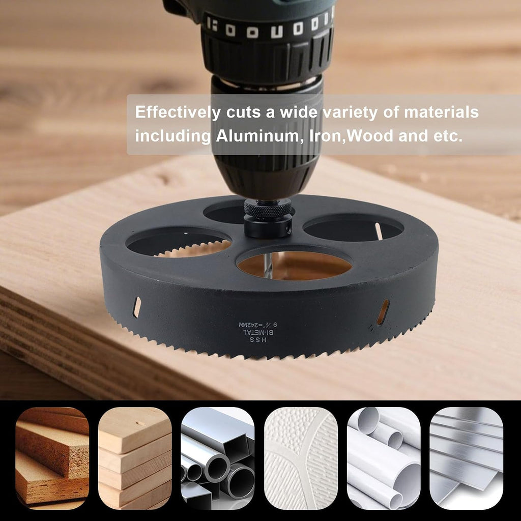 9.5-inch Hole Saw with Arbor for Wood Plastic Drywall Thin Metal