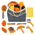 Horse Grooming Kit, 12-Piece Horse Brush Set with Storage Tote, Grey