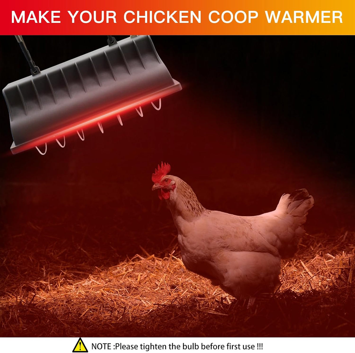 Chicken Coop Heater Lamp 250W Winter Hanging Heat Lamp for Chickens Incubators Temperature Adjustable Chicken Brooder