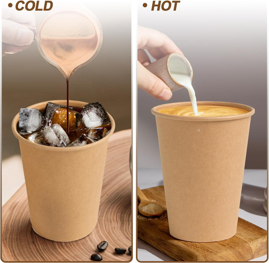 300 Pack 12 oz Kraft Paper Cups, Disposable Coffee Hot Water Cups