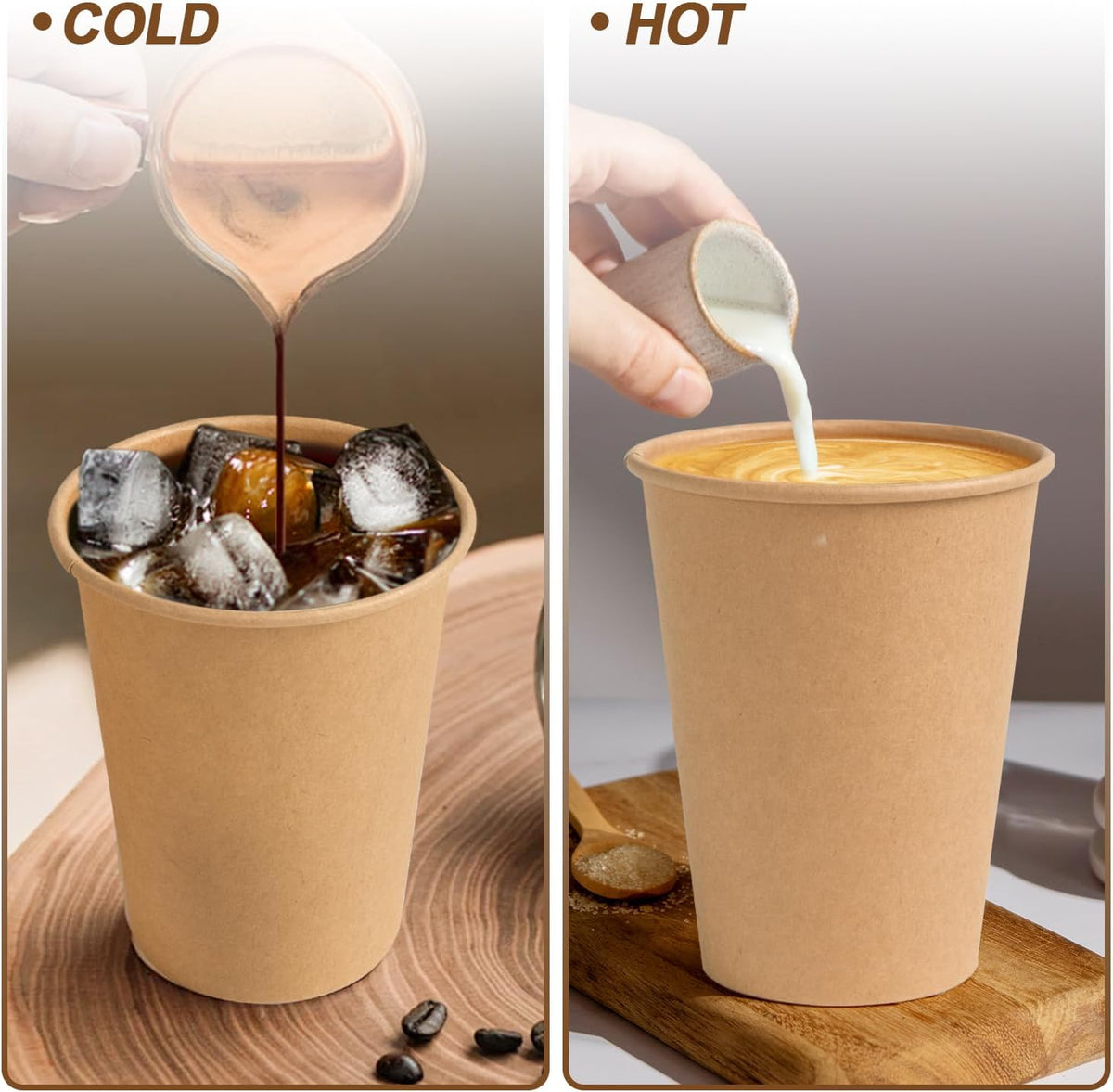 300 Pack 12 oz Kraft Paper Cups, Disposable Coffee Hot Water Cups
