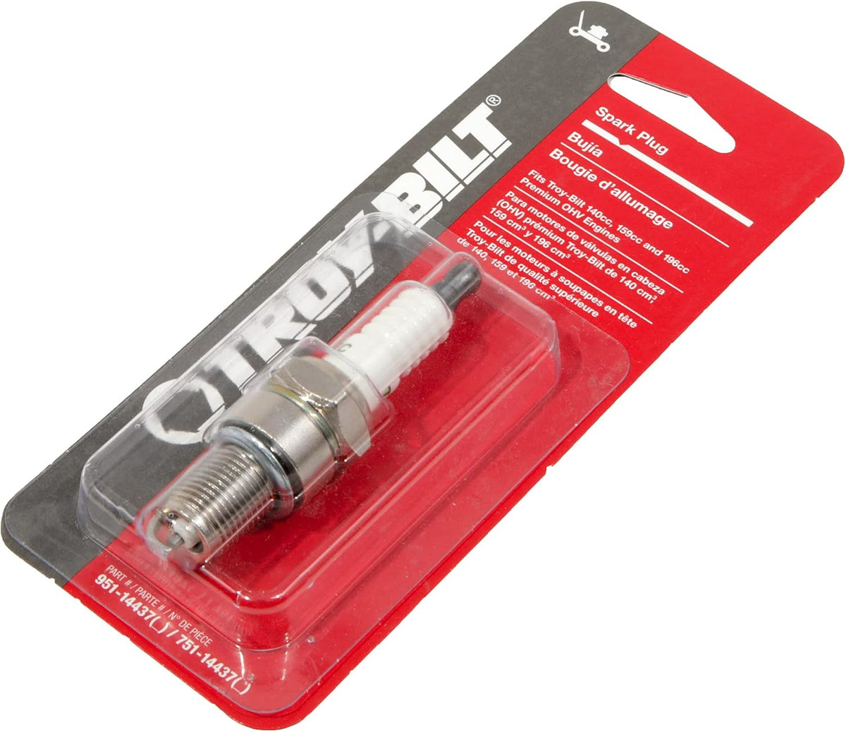 Troy-Bilt Original Equipment 13/16 in. Spark Plug for Walk-Behind Mowers with Premium OHV Engines, OE# 951-14437, 751-14437