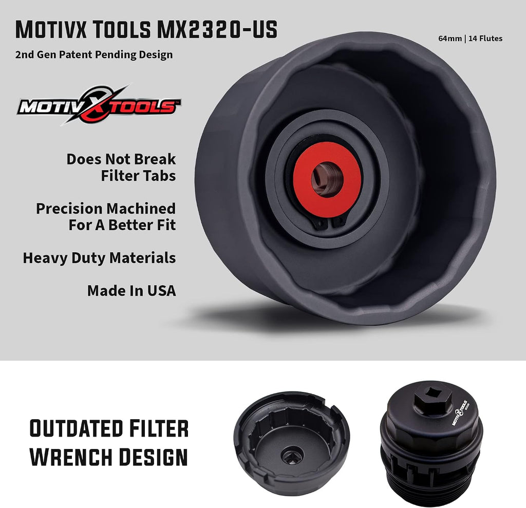 Oil Filter Wrench for Toyota Camry, Tundra, Tacoma, 4Runner, RAV4 and More - 64mm 14 Flute Precision CNC Machined