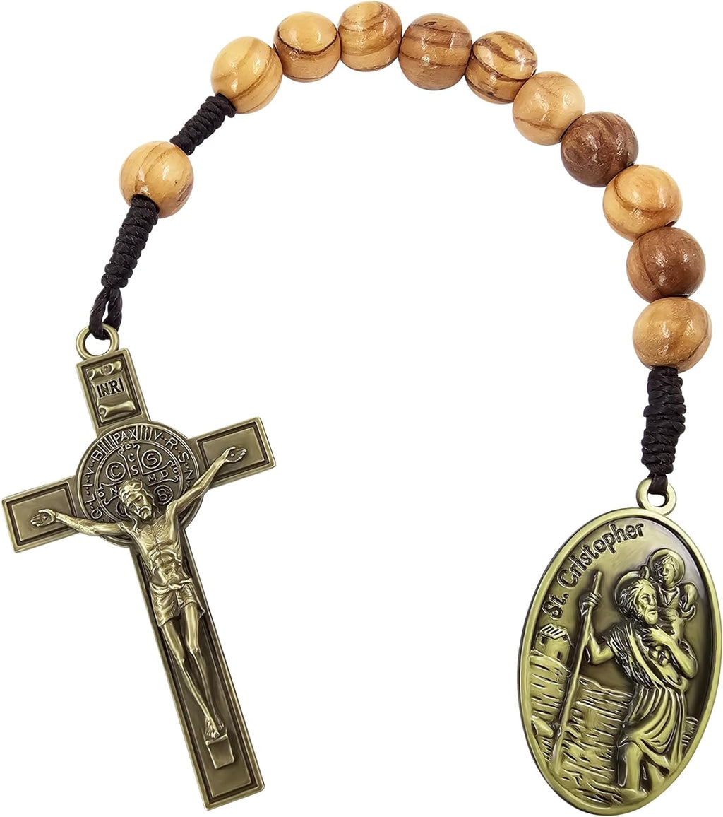 Saint Christopher Medal One Decade Pocket Rosary St Benedict