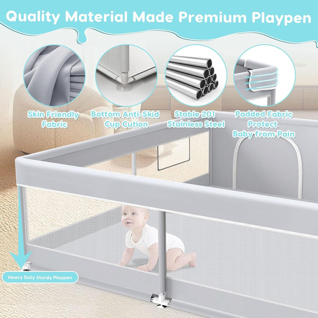 Baby Playpen, 50x50 Inch Baby Playard for Babies and Toddlers, Play Pens for Indoor & Outdoor, Sturdy Safety Play