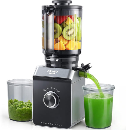 Cold Press Juicer, ORMEO HOME Masticating Juicer Machines with 5.5" Large Feed Chute Fit Whole Vegetables & Fruits