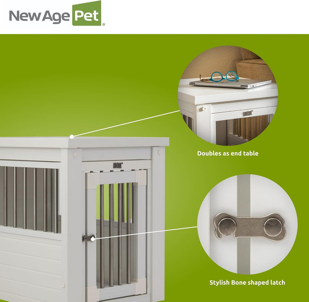 ECOFLEX Small Furniture Style Dog Crate & End Table, White
