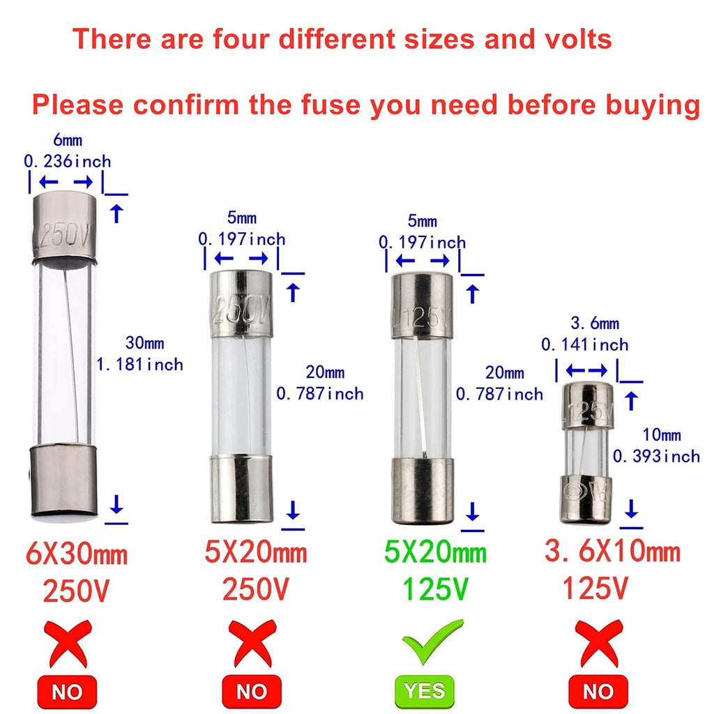 BOJACK 5x20 mm 3 A 3 amp 125 V 125 Volt 0.2x0.78 Inch F3AL125V Fast-Blow Glass Fuses (Pack of 10)