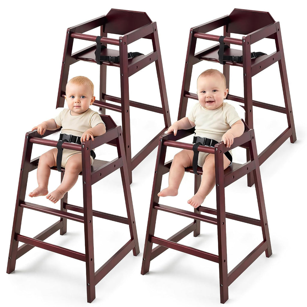 Wooden High Chairs for Babies and Toddlers,Burgundy