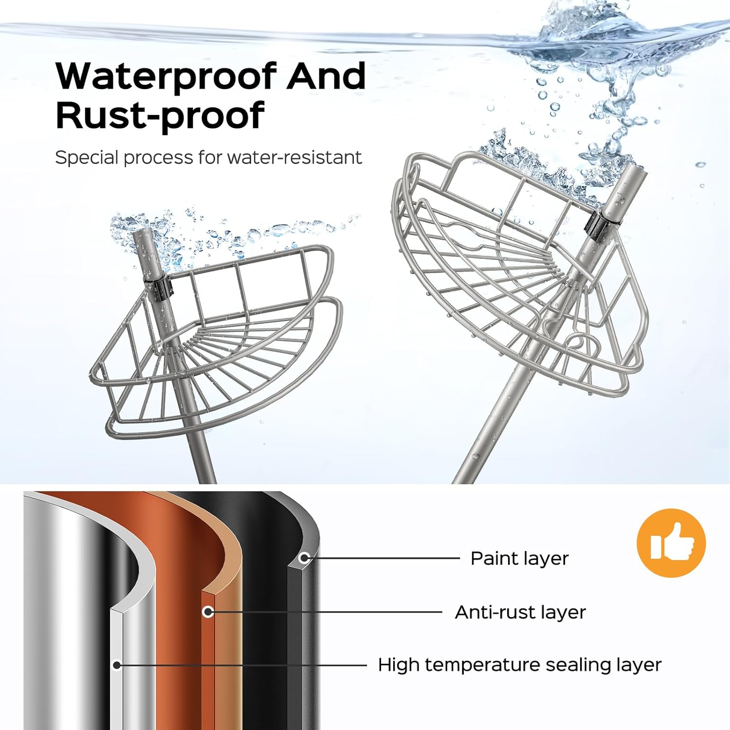 Corner Shower Caddy Tension Pole: 4-Tier Rust-Resistant Adjustable Bathroom Organizer Shelves - 47.72-123.6 Inch