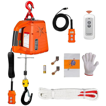3 in 1 Electric Hoist Winch - 2200LBS 38FT 110V Manual, Wired and Wireless Remote Control for Factories, Warehouses