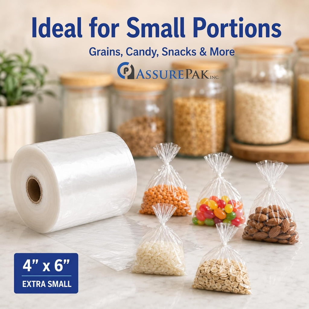 Clear Poly Bags, 4" x 6", 1 Mil, 2500 Count, 1 Roll
