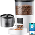 5G WiFi Automatic Cat Feeder and Water Dispenser, Timed Dry Food Dispenser APP Remote Control, Programmable Portions