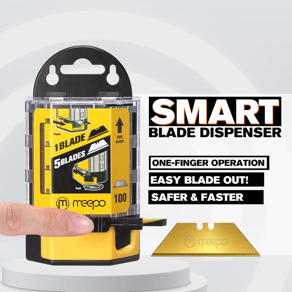 Utility Knife Blades, Titanium SK-2 Steel, w/Dispenser, 100-Pack