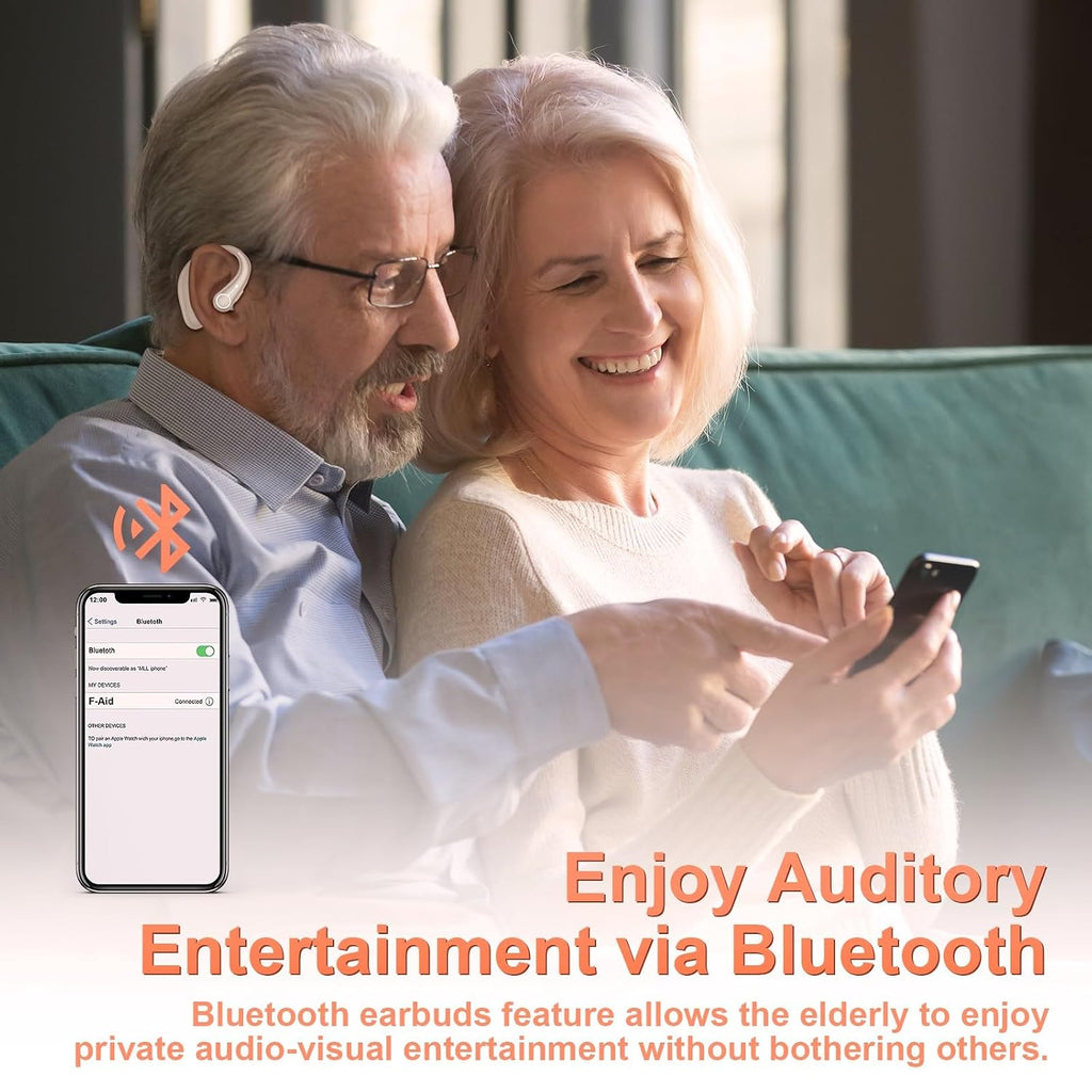 Hearing Aids, Hearing Aids for Seniors with Bluetooth, Rechargeable Hearing Aid with Noise Cancellation, 5-Level