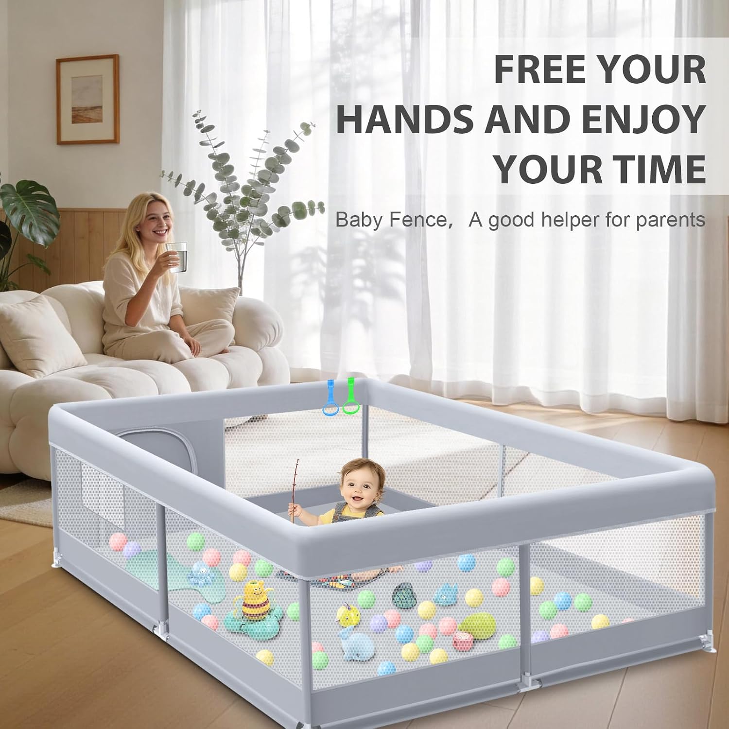 Baby Playpen 50 x 50 Inch Play Pen Playards, Playpen for Babies and Toddlers, Baby Playard for Indoor & Outdoor
