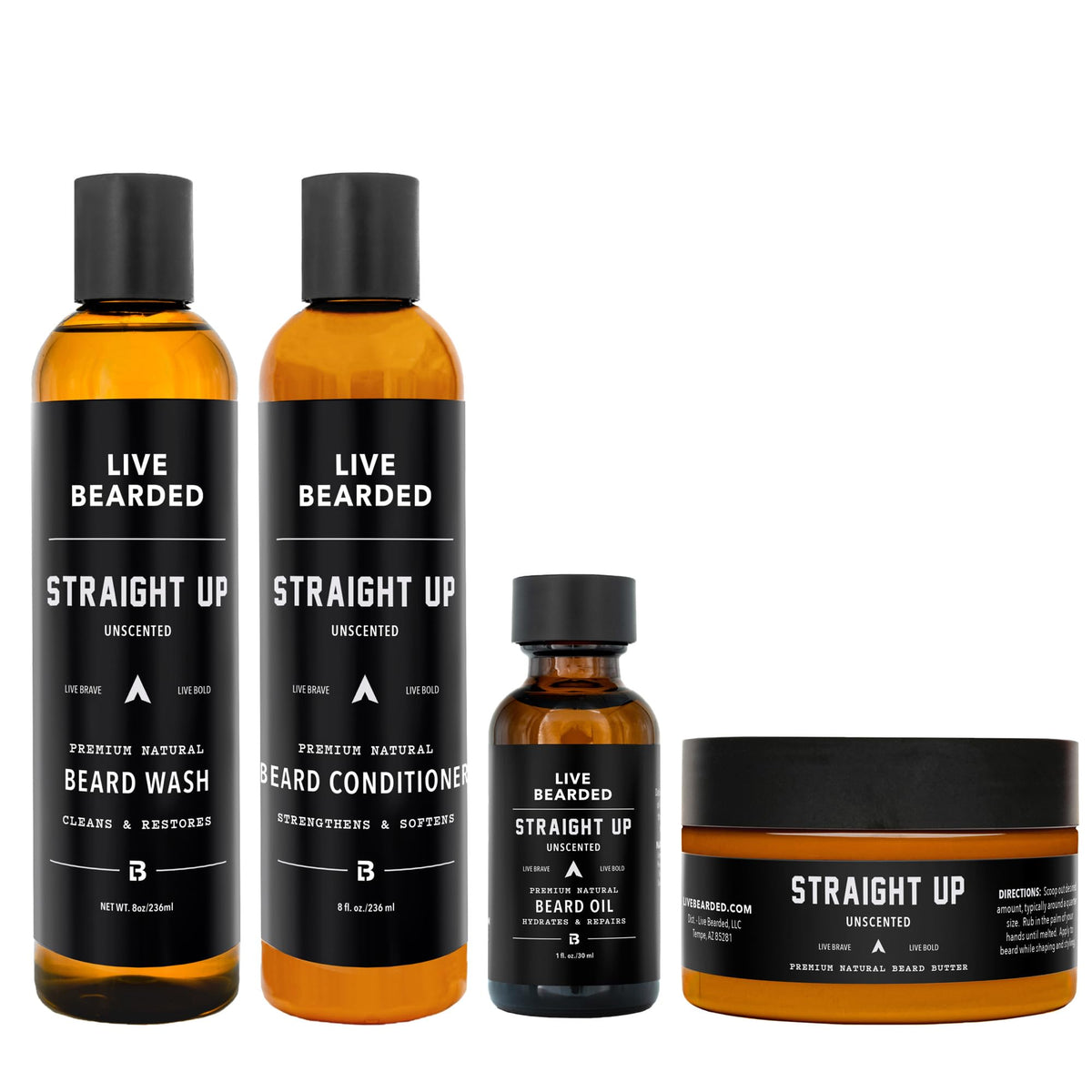 Complete Beard 4 Step Grooming Kit, Straight Up