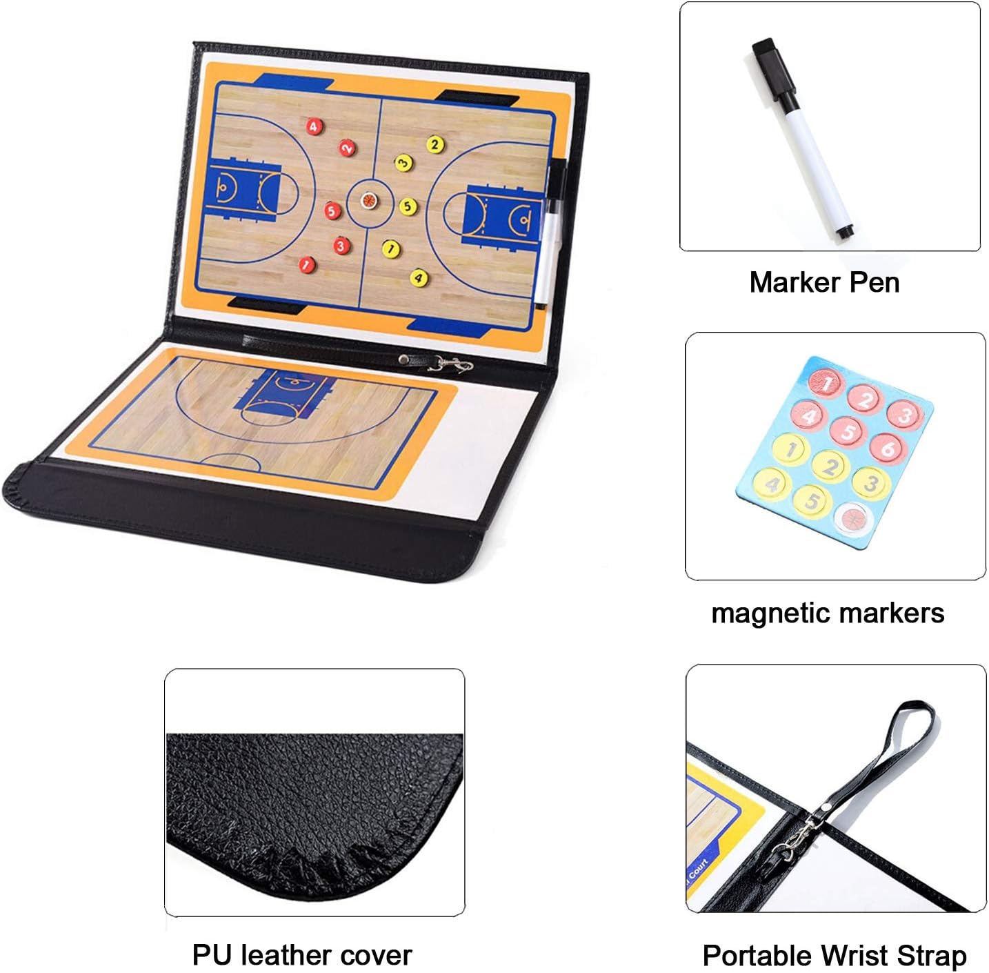 Basketball Coaching Board Coaches Clipboard Tactical Magnetic Board Kit,Portable Strategy Coaches Board with Dry