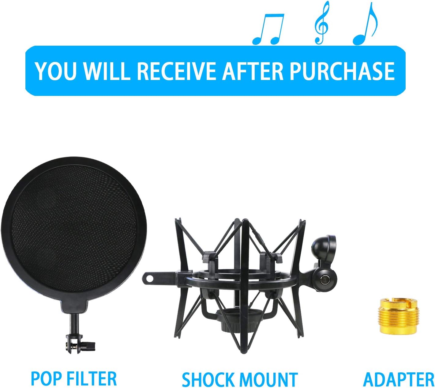 ATR2500X Shock Mount with Pop Filter, Windscreen and Shockmount to Reduce Vibration Noise Matching Mic Boom Arm Stand