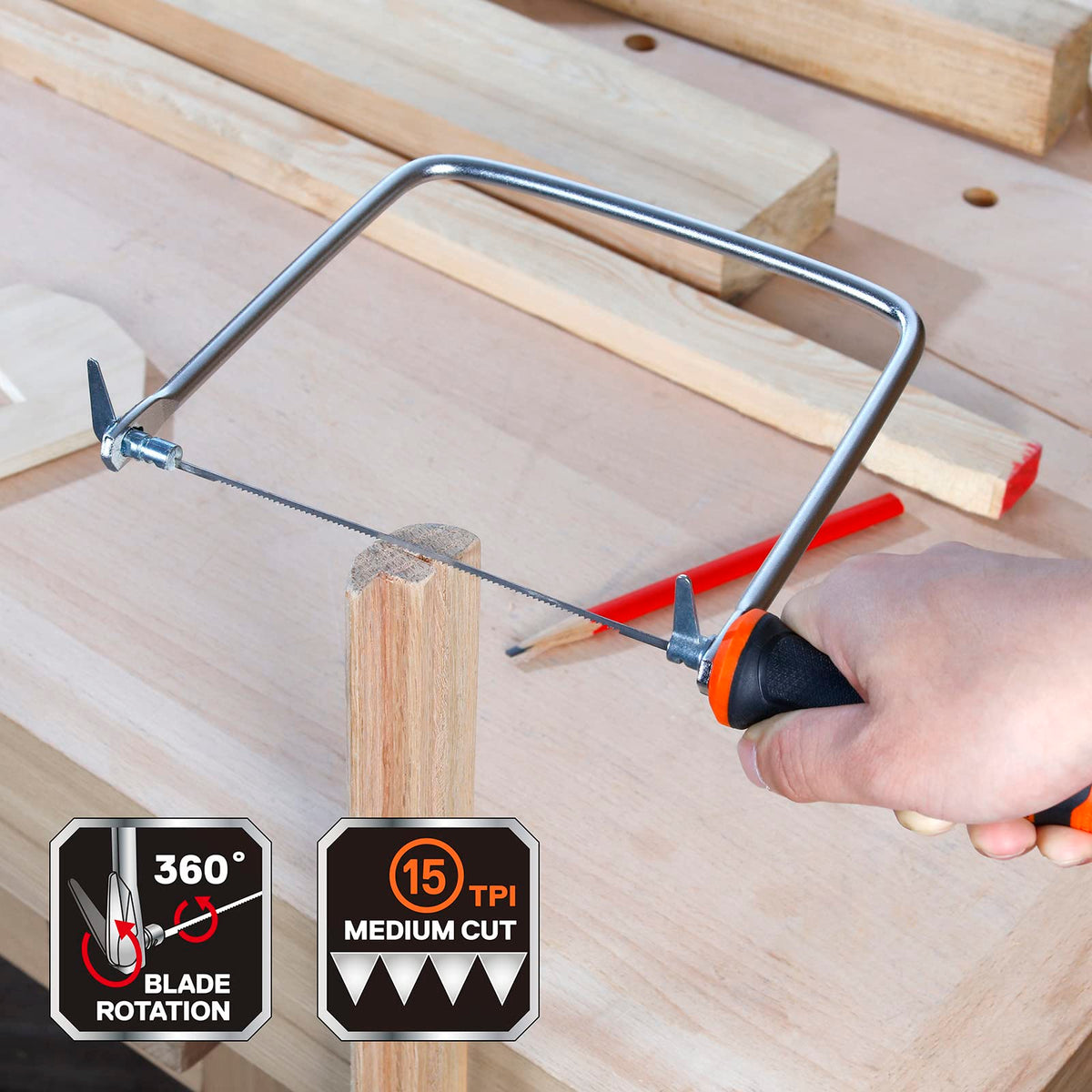 JORGENSEN Pro Coping Saw Set with 2 Replacement Blades, 6-1/2 Inch
