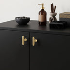 5-Pack Solid Brass Cabinet Knobs, Single Hole T Bar Handles