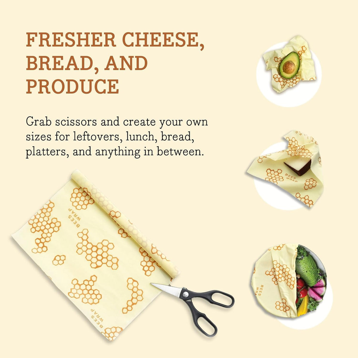 Beeswax Wrap Roll, 14 x 53 in - Honeycomb
