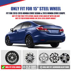 15" Hubcaps for 2013-2015 Civic, PP Material, 4 PCS, Black Lacquer