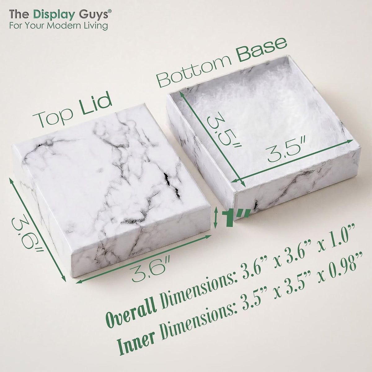 TheDisplayGuys 100-Pack 3.5" Jewelry Gift Boxes - Marble White