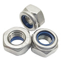 10 Pcs M8 x 1.0mm Metric Fine Thread Nylon Insert Lock Nut, 304 Stainless Steel Non-Slip Self-Locking Nut