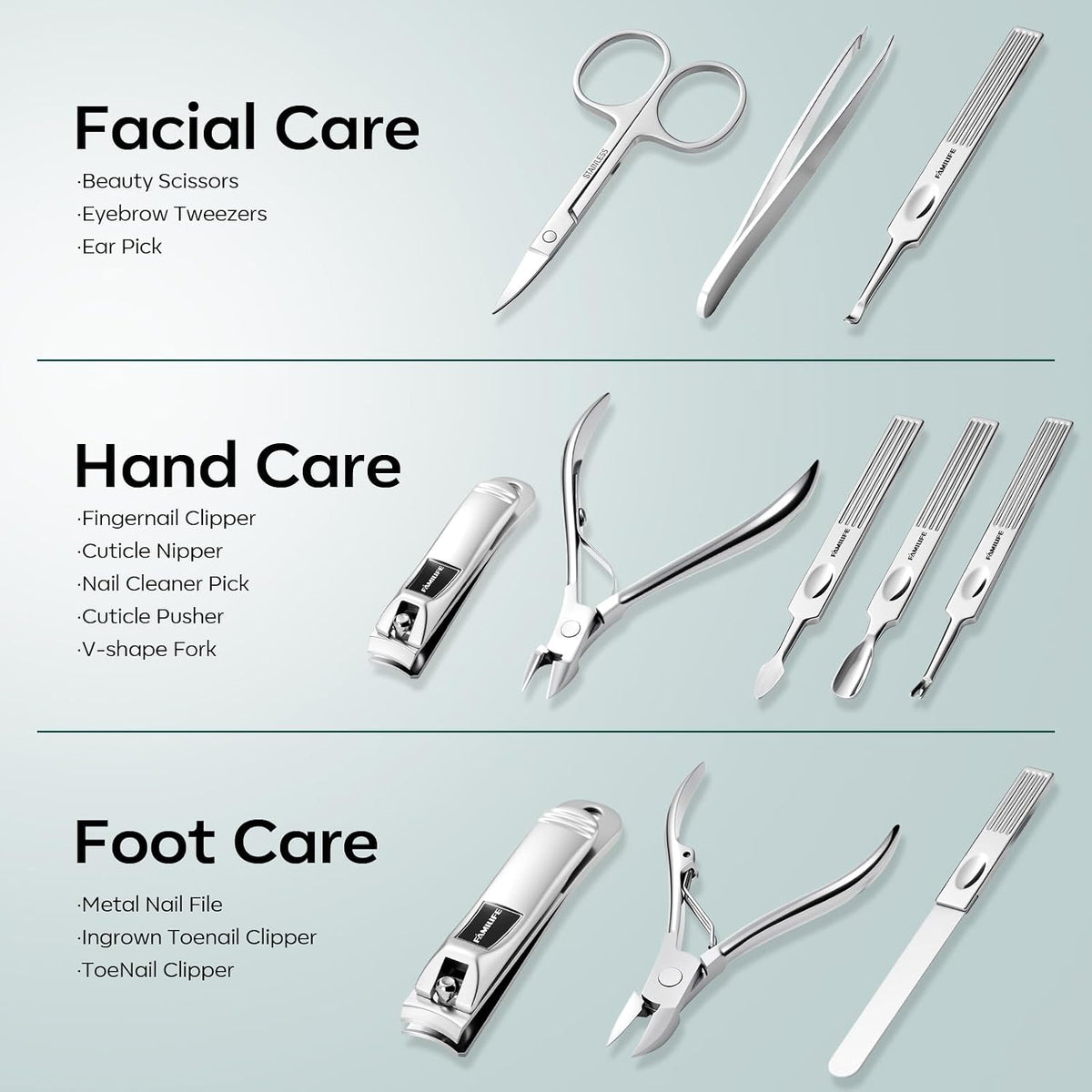 Stainless Steel Manicure Set 11-in-1 Professional Nail Clipper Kit