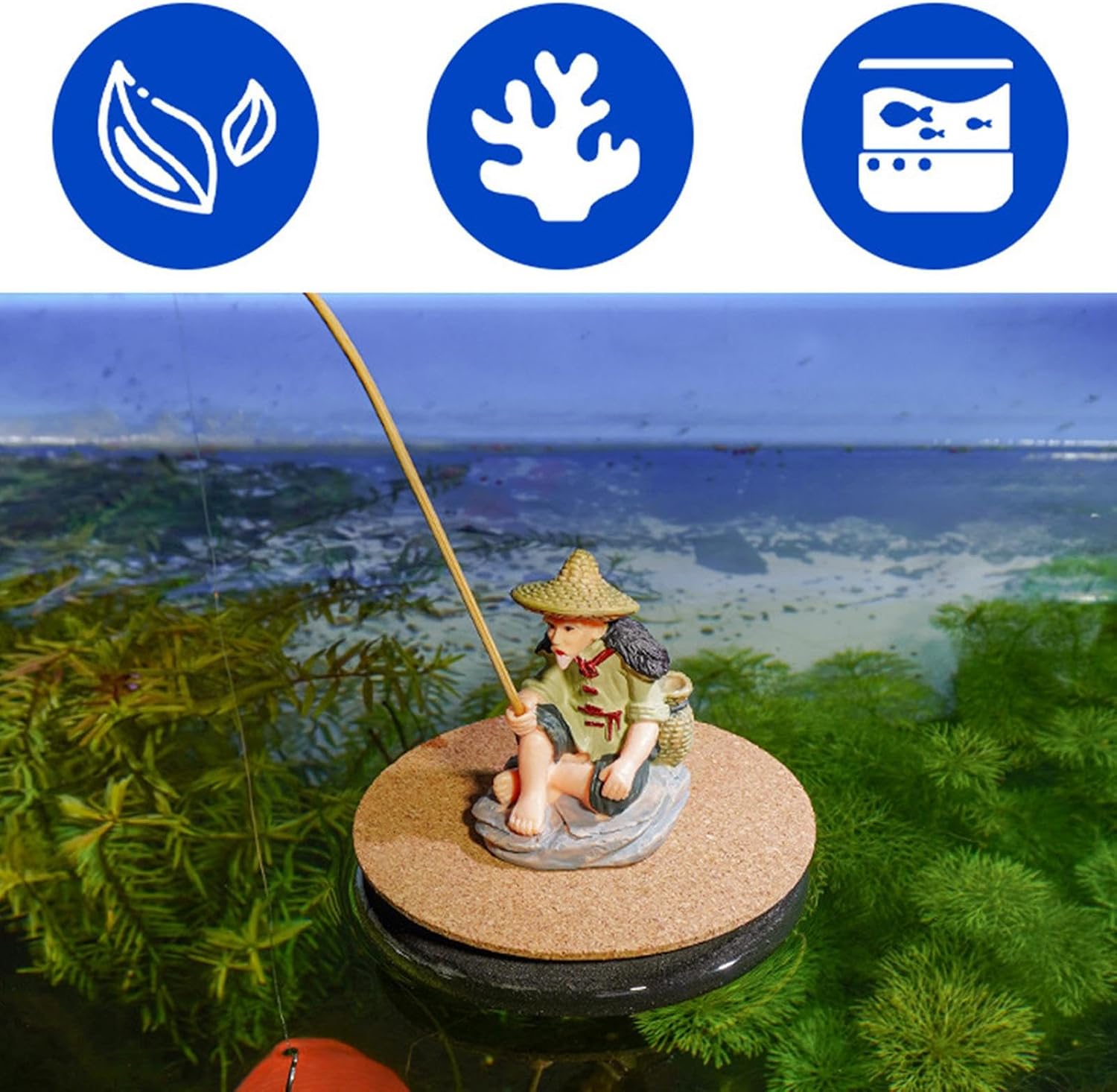 Floating Fish Tank Decor – Small Decorative Fisherman Figurines with Interactive Features, Aquarium Accessories, Pet