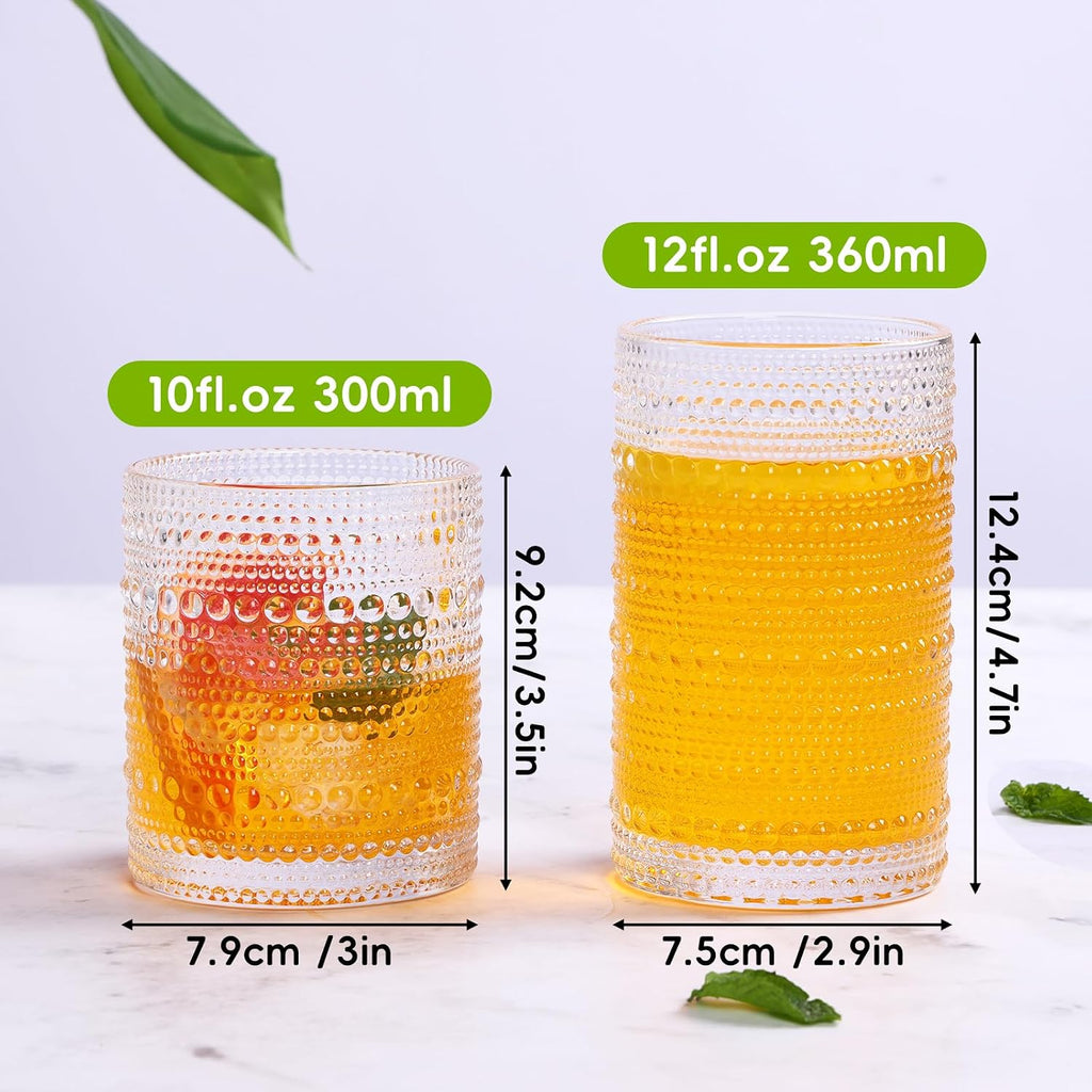 Hobnail Drinking Glasses Set of 12 Vintage Water Glass Cups