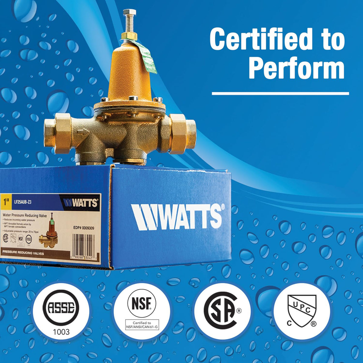 Watts 0009337 Lead-Free Water Pressure Reducing Valve 1 In Double Union