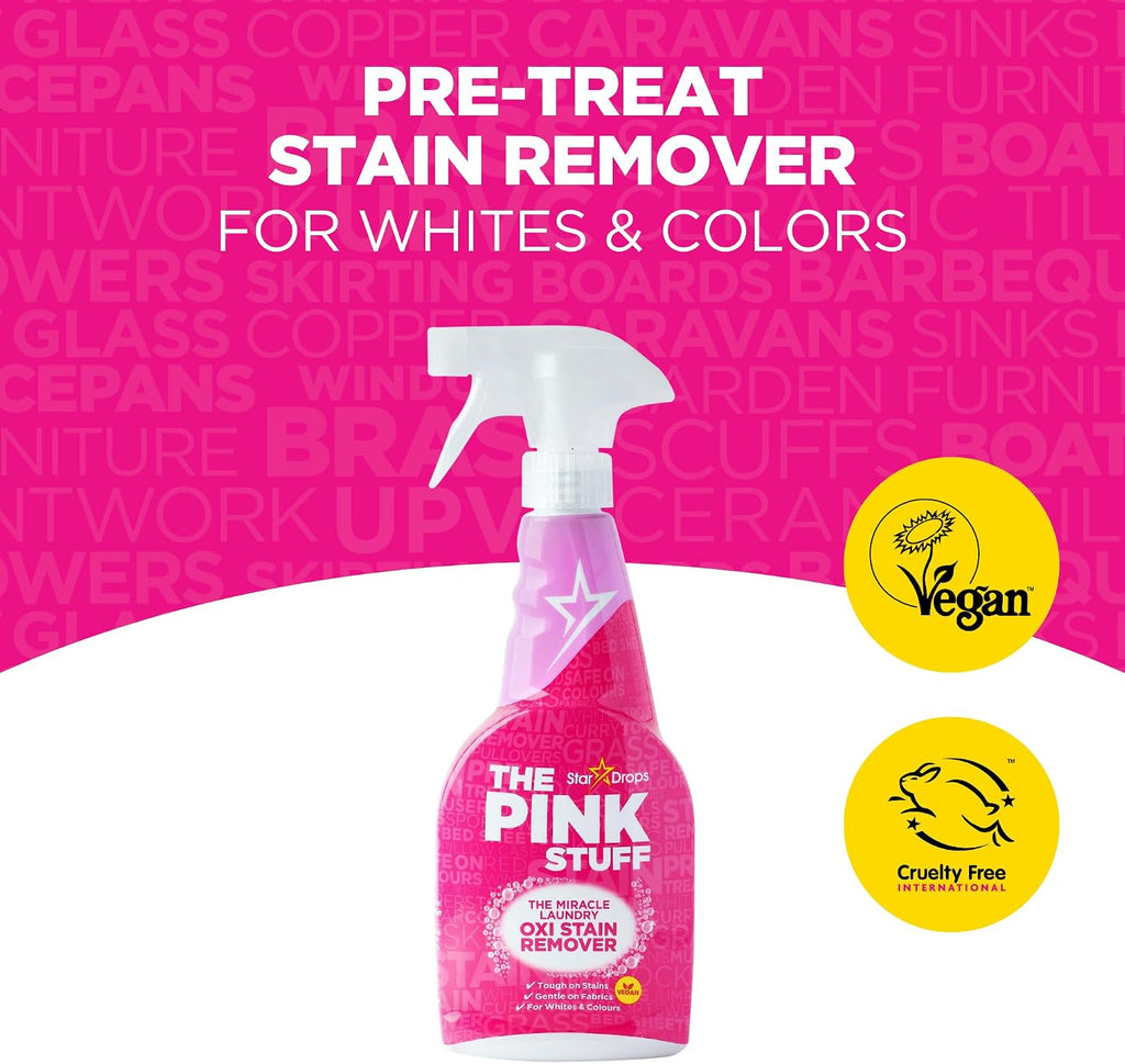 The Pink Stuff Laundry Oxi Stain Remover Spray, 16.9 Fl Oz 2 Pack