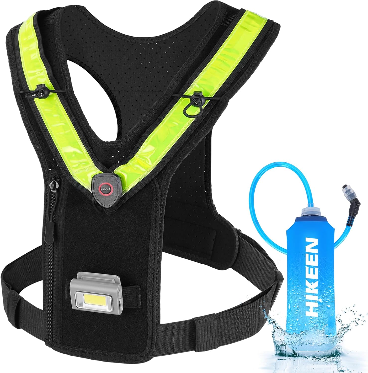 Running Vest for Women Men, Adjustable Straps Hydration Vest with Water Bladder, LED Reflective Belt and Outdoor