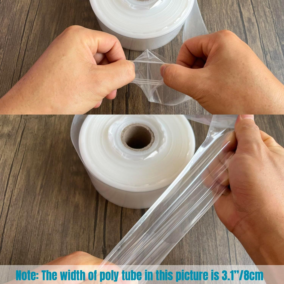 Flat Poly Tubing Roll 1.6 inches×820 Feet 2mil Food Grade LDPE Resin for Custom Length Packaging